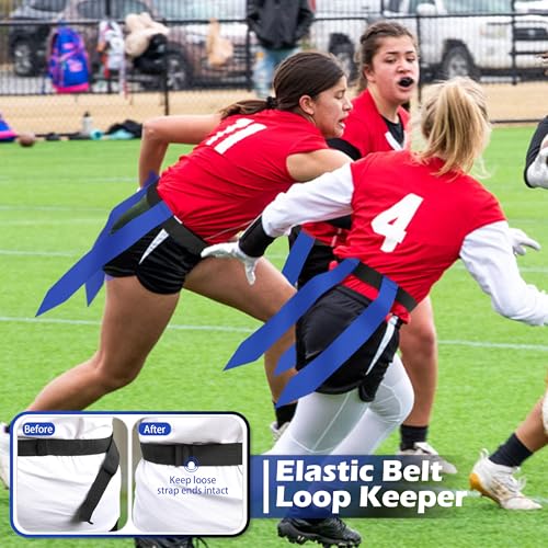 Flag Football Belts for Youth, Kids and Adults Sport Team Building and Competition Training - color: Blue