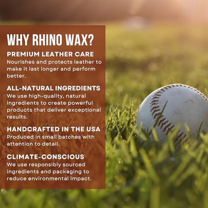 Rhino Wax - Baseball Gloves Complete Cleaning Kit - Glove Scrub for Deep Dirt Removal + Base Ball Mitt Cleaner for Gentle Routine Maintenance - Includes 2 Brushes + Microfiber Cloths - Made in the USA
