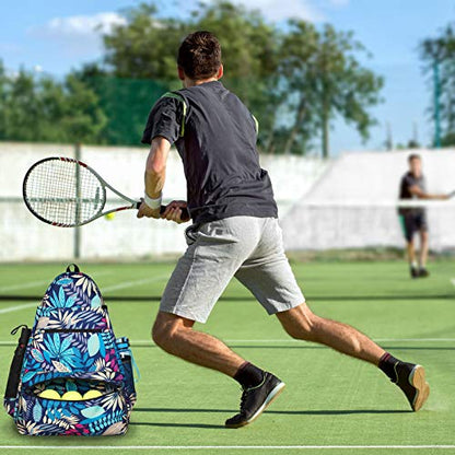 ACOSEN Tennis Bag Tennis Backpack - Large Tennis Bags for Women and Men to Hold Tennis Racket,Pickleball Paddles, Badminton Racquet, Squash Racquet,Balls and Other Accessories - color: Green Floral