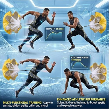 Football Kick Trainer Parachute Resistance with Adjustable Waist Strap for Youth Field, Backyard, Speed and Power Drills - color: Yellow