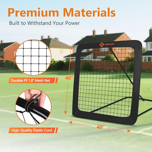 Soccer Rebounder with 8 Angle Adjustments, Baseball Rebound 40 x 40 inch Durable and Versatile Soccer Bounce Back Net for Backyard, Kids Teens & All Ages Soccer Volleyball Lacrosse Training Equipment