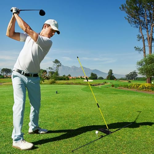 Golf Alignment Sticks - Adjustable Swing Rod Trainer, Ggolff Practice Aid, Lightweight Training Rods | Indoor Chipping Hitting, Backyard Home Golf Drills - color: Yellow