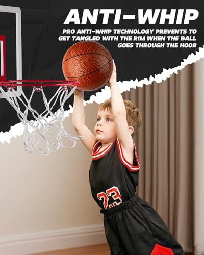Mini Basketball Net Replacement 8 Loops, 2 Pack — Heavy-Duty 12" Nylon, Fits 8"-10.25" Hoops for Indoor Door & Outdoor Play