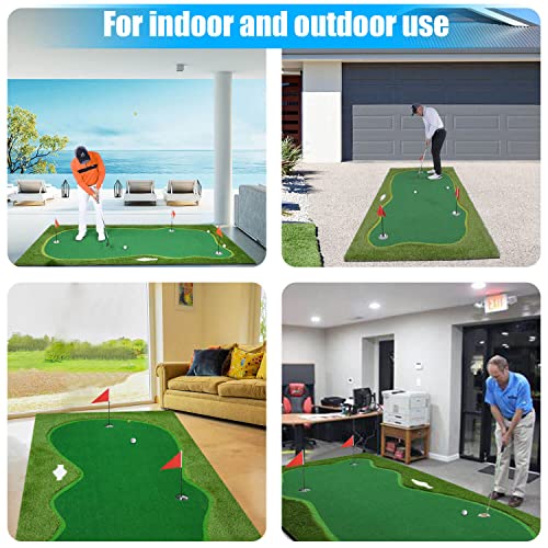 Golf Putting Green/Mat-Golf Training Mat- Professional Golf Practice Mat- Green Long Challenging Putter for Indoor/Outdoor - style: 5x10ft green