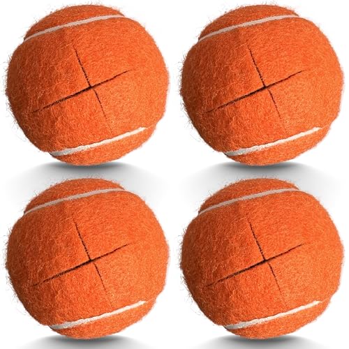 Precut Tennis Balls for Walkers, 4 PCS Heavy Duty Long Lasting Glide Balls - Precut for Easy Installation, Universal Felt Pads for Walker Legs & Furniture, Floor Protectors