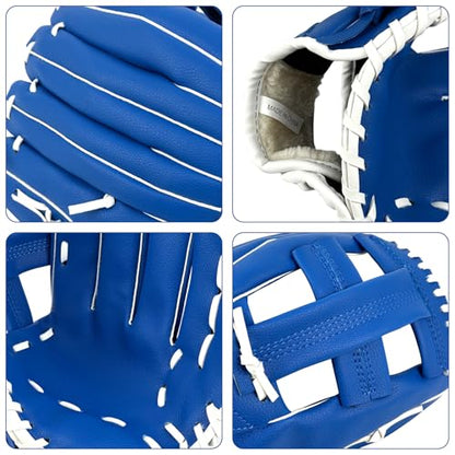Baseball Glove, Softball Glove, Baseball Mitt, 10.5''-12.5'' for Youth Adult Training and Beginner Play, Synthetic Leather Outfield Mitts, Right Hand Throw - color: Blue, size: 10.5"