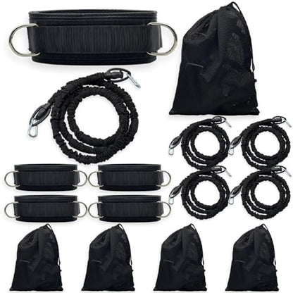 5-Pack Zone Defense Resistance Band Kit, Basketball & Volleyball Agility Training Belt Kit – Resistance Band Speed & Coordination Trainer with Adjustable Waist Strap, Black