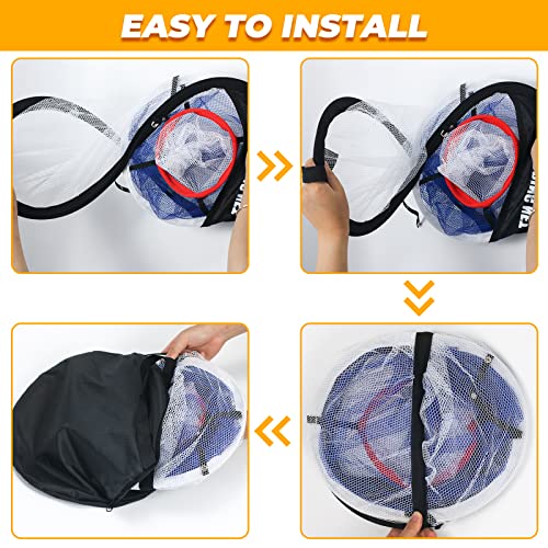Pop Up Golf Chipping Net & Mat, Target Practice Set - 8 Balls, 4 Tees, Collapsible for Indoor/Outdoor Swing Training