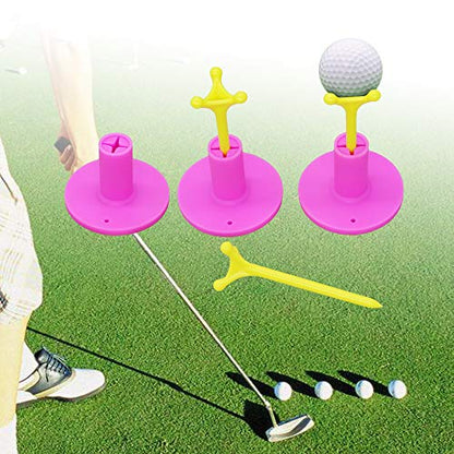Golf Rubber Tee Holder Set for Golf Driving Range Tee Practice Tool Pack of 3 - color: Pink