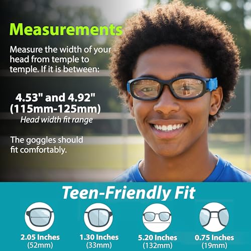 BLUE CUT Youth/Teen Sports Goggles for Basketball Soccer & Pickleball-Protective Eyewear for Boys&Girls - color: Black/Blue