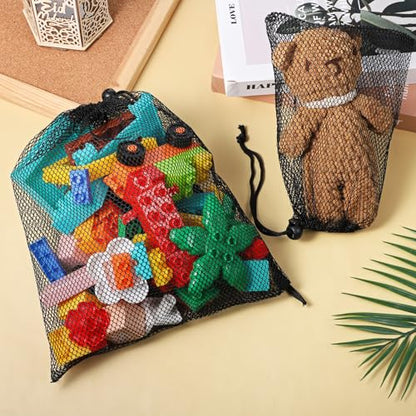 6 Pcs Mesh Drawstring Bag, Golf Ball Bag Nylon Mesh Storage Bags Sports Equipment Organizer Sack for Collecting Half Balls, Tennis, Toys, Beach, Travel
