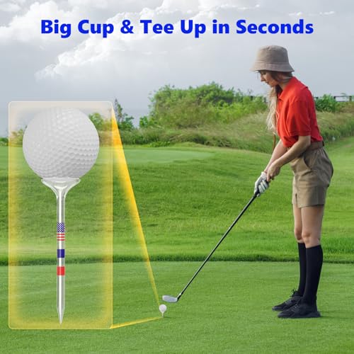 Golf Tees 3 1/4 inches (83mm) Plastic Clear Funny Bulk Unbreakable Reduces Friction & Side Spin Golfing Accessories for Women Men Golfers,30 Counts