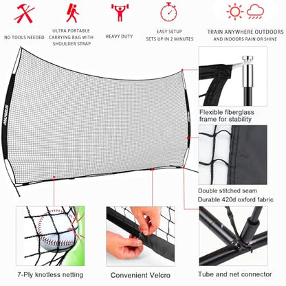 Sports Barrier Net,Sports Net,Barricade Backstop Net,Perfect for Baseball,Softball,Soccer, Basketball,Lacrosse - style: 16X10Ft-Black