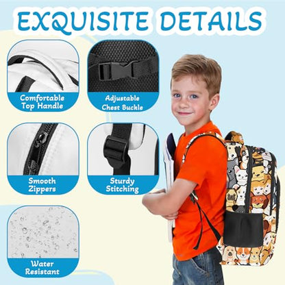 Dog Theme Backpack for Kids,School Bookbag Large Capacity Adjustable Bookbag Durable Lighting Multi Pockets School Bag Daypack Travel (Dog) - color: Dog