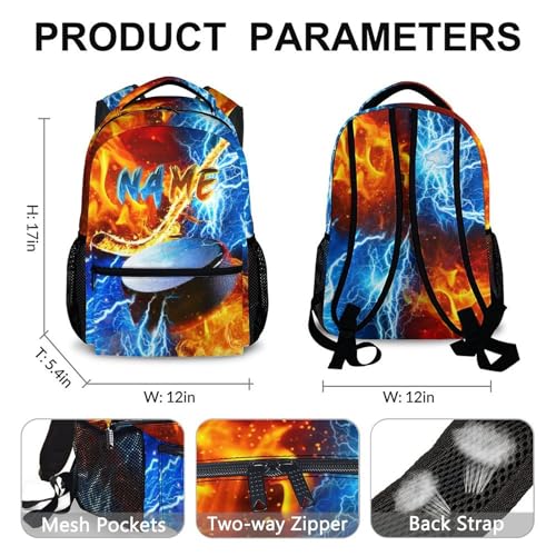 Custom Backpack for Kids Boys Hockey Bookbag for School Elementary Middle Primary, Lightweight Back to School Supplies - color: Blue