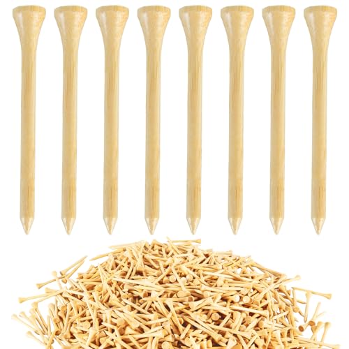 Bamboo Golf Tees 1000 PCS, 2-3/4 inch(70mm) & 3-1/4 inch (83mm) Length, Stronger Than Wood Tees
