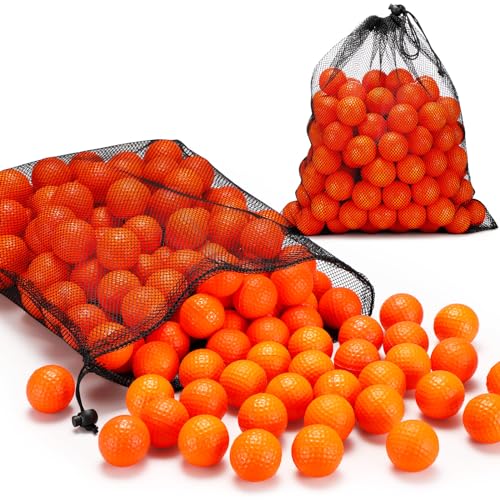 200 Pcs Foam Golf Practice Balls Bulk Realistic Feel Limited Flight Training Balls Soft for Outdoor Swing Indoor Backyard Training - color: Orange