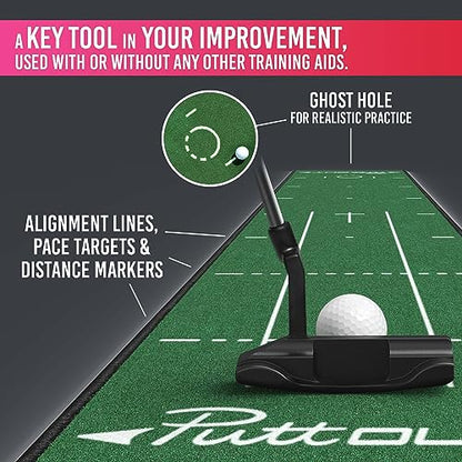 PuttOUT Medium Putting Mat - Perfect Your Golf Putting (7.9ft x 1.6ft)(Green)