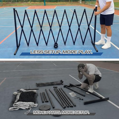 Retractable Dinkball Net with Wheel 22ft Regularion Size Tournament-Grade Portable Dinkball Net Indoor Outdoor with Heavy Duty Metal Frame Carry Bag for Driveway Backyards Garage, Free Assembly