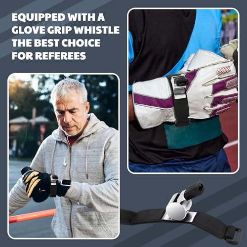 RoundFunny 2 Pieces Sports Coach Whistle with Strap Metallic Loud Official Hockey Football Soccer Referee Whistle with Rubber Sleeve for Coaches Polices Referees