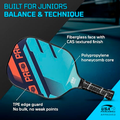 PicklePro Pickleball Paddles with Cover – Lightweight Fiberglass Pickleball Paddle for Kids, Youth & Beginners, Cushioned Grip, 13mm Honeycomb Core, Indoor & Outdoor Racket, USAP Approved