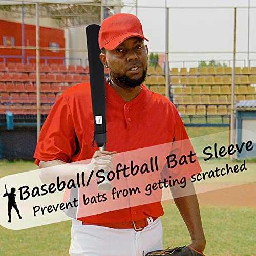 ILHSTY Bat Protector Sleeve for Baseball & Softball, Bat Warmer & Cover With Hook - color: Black