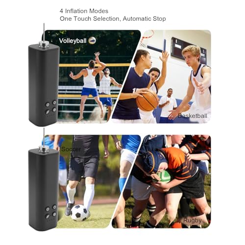 Electric Ball Pump Automatic Basketball Pump Portable Sports Ball Inflator with 4 Preset Modes 1400mAh Battery for Football Basketball Volleyball