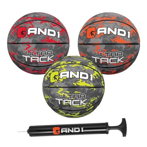 AND1 Mini Basketball Pack Set for Kids (Deflated w/Pump Included): - 7-Inch Premium Youth Size Basketballs, Easy to Grip - color: Camo Series, size: 3