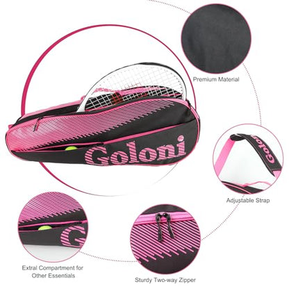 Goloni | 3 Racquet Tennis Bag, for Professional or Beginner Tennis Players, Rackets Cover Bag with Protective Pad & Lightweight | Unisex Design for Men, Women, Youth and Adults - color: pink
