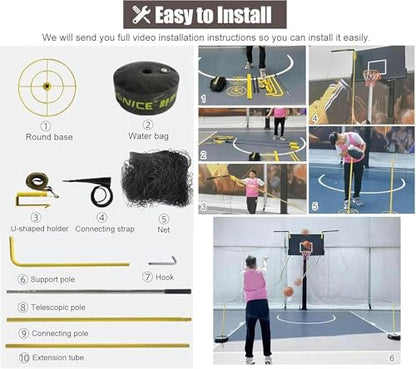 Basketball Return Net Attachment - Large Hoop Rebounder for Backyard Court, Trainer for Shooting, Easy Assembly - Outdoor Basketball Returner