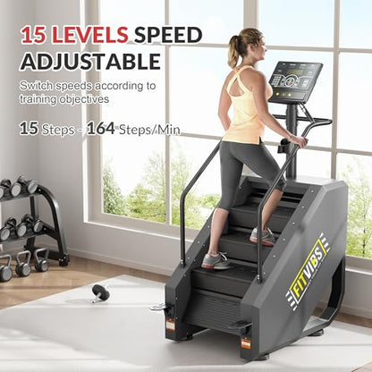 Fitvids Stair Stepper Machine, Commercial Grade Stair Climber with 15 Resistance Levels, Continuous Stair Stepping Machine for Cardio and Lower Body Workouts, LED Screen, Exercise Machine for Home Gym