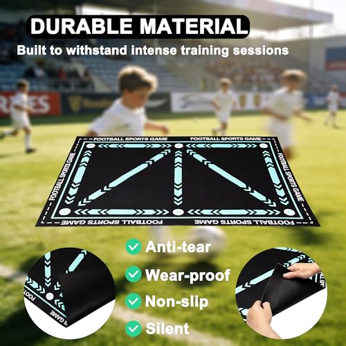 Soccer Training Mat Football Footstep Training Mat 35X24 inch Soccer Training Equipment Improve Strength, Agility and Coordination, Anti-Slip Silent for All Ages Footwork & Ball Mastery
