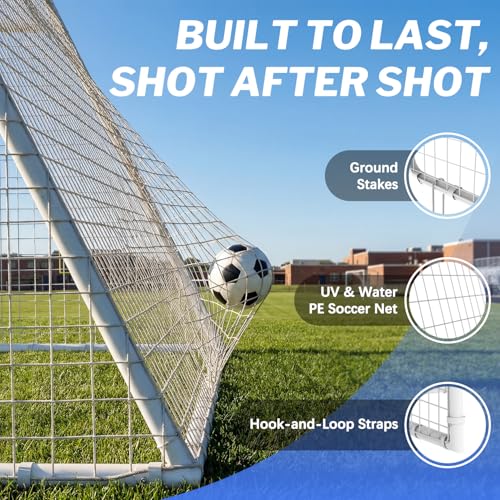 8x6, 12x6, 16x7 FT Soccer Goal for Backyard, Metal Soccer Goals with PE Soccer Net, Target Net & Training Cones, Rust-Proof Reinforced Frame, Outdoor Soccer Net for Kids, Youth Training or Team Game - size: 16x7 ft