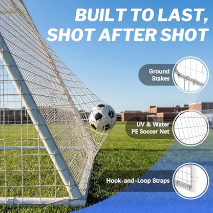8x6, 12x6, 16x7 FT Soccer Goal for Backyard, Metal Soccer Goals with PE Soccer Net, Target Net & Training Cones, Rust-Proof Reinforced Frame, Outdoor Soccer Net for Kids, Youth Training or Team Game - size: 16x7 ft
