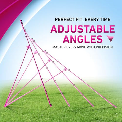 Velocity Volleyball Rebounder 5-Angle Adjustable 7x4 ft Volleyball Rebounder Net for Backyard with Reinforced Steel Frame & High-Tension PE Netting Bounce Back Net with Travel Bag, (Pink)