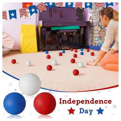 Seenelling 60 Pack Red White and Blue Table Tennis Balls 4th of July Plastic Balls Decoration 40mm Patriotic Independence Day Entertainment Games Decor for Outdoor Activity DIY Fun Arts Pet Toy