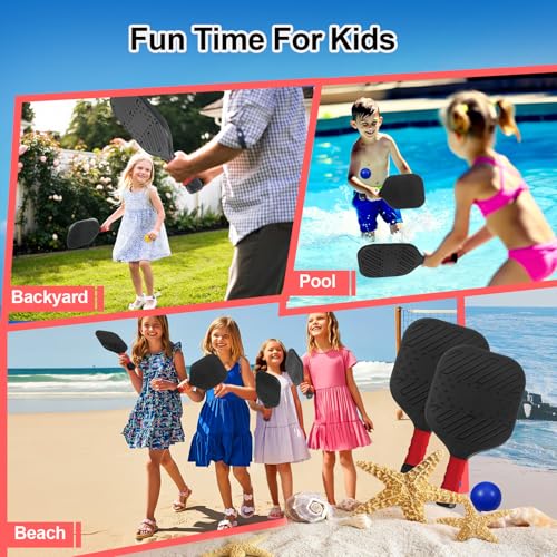 Waterproof Lightweight Pickleball Paddles Set of 2,Beach Pool Toys Fun Play Sport Game,Gift for Teenagers Kids Adults Beginner,Indoor Outdoor Activities - size: Small