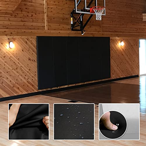 6FT HighGym Wall Paddings Basketball Court Wall Protection Pad - 2”Thick Foam Wall Mat Durable Protector for Wall-Mounted Basketball Hoops Garage Taekwondo(72" L x 20" W) - color: BLACK, style: 1 PACK