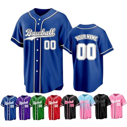 Custom Baseball Jersey Personalized Stitched Family Team Name Number Shirts Uniforms for Women Men Youth Kids - color: Blue-11