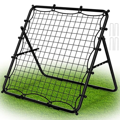 LIANTRAL Baseball Rebounder Net, Adjustable Bounce Back Trainer for Soccer, Volleyball, Softball, Portable Folding Rebounder for Passing & Shooting Practice, Volleyball Rebound Net for Kids, Black