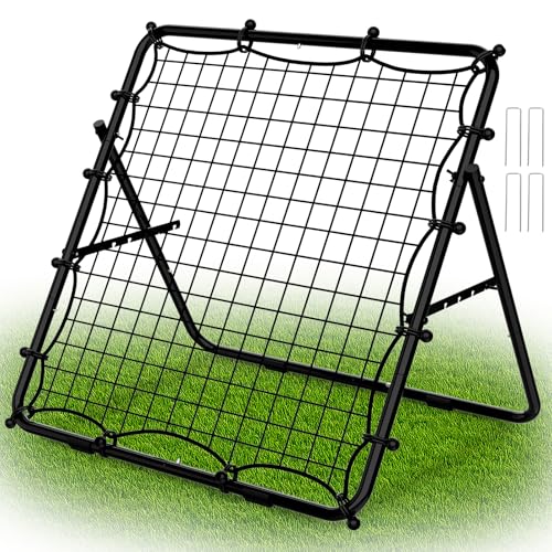 LIANTRAL Baseball Rebounder Net, Adjustable Bounce Back Trainer for Soccer, Volleyball, Softball, Portable Folding Rebounder for Passing & Shooting Practice, Volleyball Rebound Net for Kids, Black