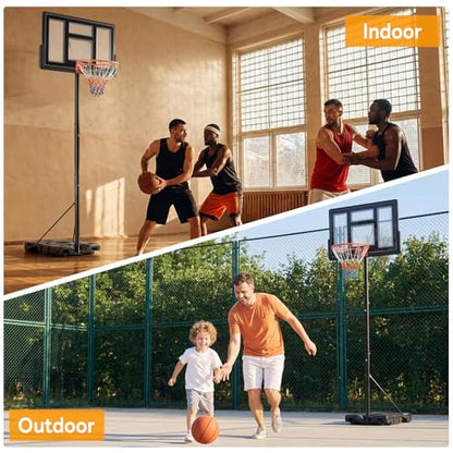 Portable Basketball Hoop Outdoor, Adjustable Basketball Hoops Goal System Shatterproof Backboard, Shock Absorbent Rim, Fillable Base for Swimming Pool/Backyard/Driveway - style: Black 6.1-10FT