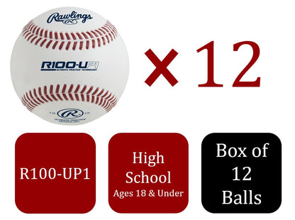 Rawlings | Ultimate Practice Baseballs | Youth/High School/College | Added Lifespan + Weather Resistant | Dozen & Bucket Options - color: White - High School/Box of 12, size: Box of 12