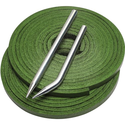 Softball Baseball Glove Lace, Mitt Lace Repair Kit Includes 2 Leather Laces and Lacing Needle for Catcher's Glove - color: Green
