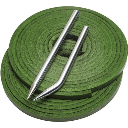 Softball Baseball Glove Lace, Mitt Lace Repair Kit Includes 2 Leather Laces and Lacing Needle for Catcher's Glove - color: Green
