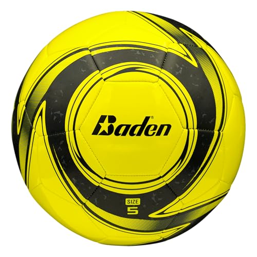 Baden Z-Series Soccer Ball – Size 3, 4, or 5 – Machine Stitched Durable Ball for Outdoor Play, Camps, Practice & Training – Cushioned Cover with Reinforced Bladder - color: Yellow, size: Size 3
