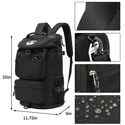 Kalesi Gym Duffle Bag Backpack 4-Way Waterproof with Shoes Compartment for travel Sport Hiking laptop (Black) - color: Black