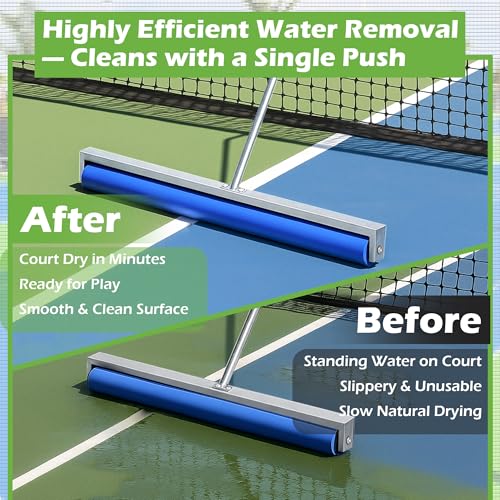Tennis Court Squeegee, Foam Tennis Sponge Roller 38'', Lightweight Quick Clearing Tools for Tennis Basketball Sports Court,Silver - color: Silver