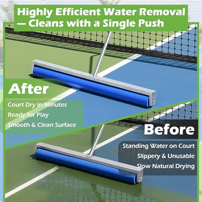 Tennis Court Squeegee, Foam Tennis Sponge Roller 38'', Lightweight Quick Clearing Tools for Tennis Basketball Sports Court,Silver - color: Silver