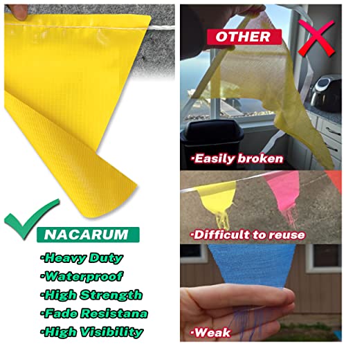 Caution Barricade Flags (102FT string) Warn of hazardous areas, traffic control.Marking construction sites, scaffolding, sporting events, private property.